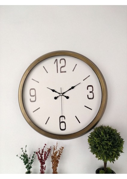 Bej Eskitme Metal Duvar Saati, 40 Cm, Şık ve Zarif Dekorasyon Parçası modelleri