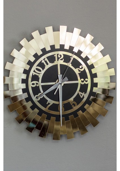 Altın Sarısı Siyah Modern Mini Dekoratif Duvar Saati 35X35CM Pleksi ve Mdf modelleri