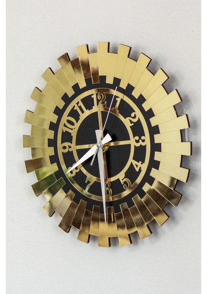 Altın Sarısı Siyah Modern Mini Dekoratif Duvar Saati 35X35CM Pleksi ve Mdf fırsatları