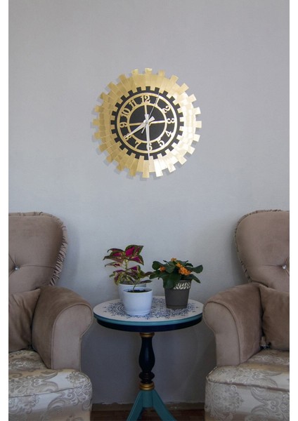 Altın Sarısı Siyah Modern Mini Dekoratif Duvar Saati 35X35CM Pleksi ve Mdf indirimleri