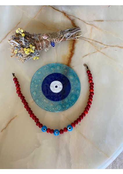 Kırmızı Bodrum Üç Nazarlı Boncuk Kolye modelleri