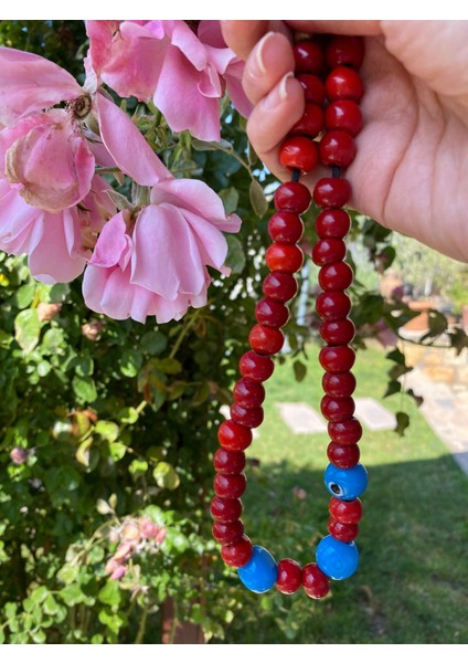 Kırmızı Bodrum Üç Nazarlı Boncuk Kolye fırsatları
