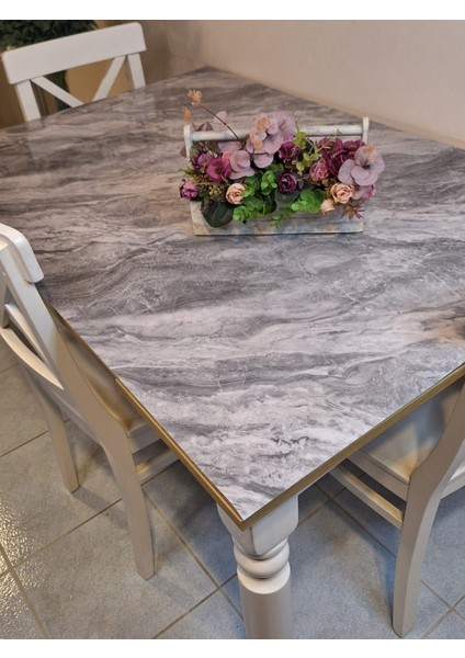 Kalın Pvc Masa Koruyucu – 1.2 mm Mika Örtü, 70 cm En, Mermer Desen indirimleri