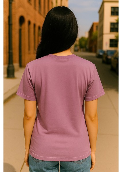 Regular Kalıp Kadın - Erkek Unisex Basic Tişört Pembe modelleri