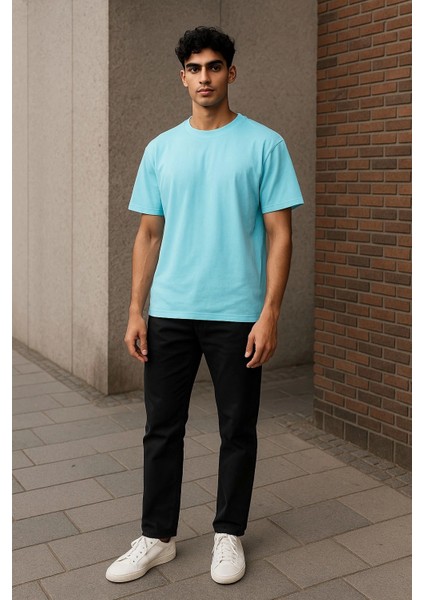 Regular Kalıp Kadın - Erkek Unisex Basic Tişört Turkuaz fiyatları