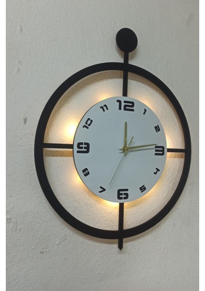 Beyaz LED Işıklı Duvar Saati, 50X40 Cm, Oval, Dekoratif ve Şık Tasarım