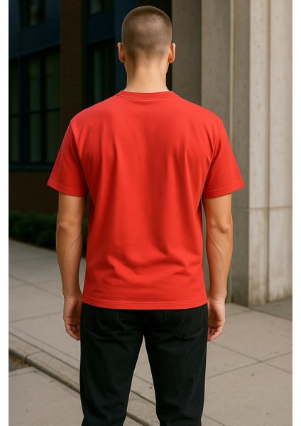 Regular Kalıp Kadın - Erkek Unisex Basic Tişört Kırmızı modelleri