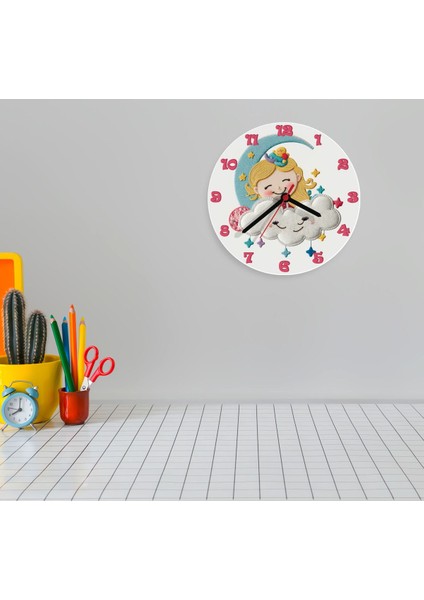 Beyaz Ahşap Kız Çocuk Duvar Saati, Şık ve Sessiz Tasarım modelleri