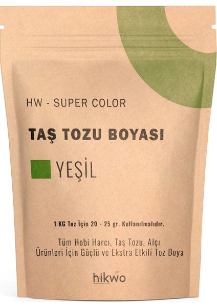 Hw - Toz Boya - Taş Tozu Boyası - Hobi Harcı Boyası - Mum Boyası - Yeşil 100 gr