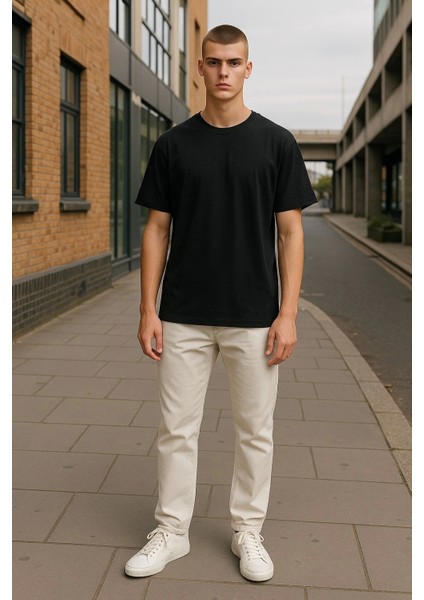 Regular Kalıp Kadın - Erkek Unisex Basic Tişört Siyah