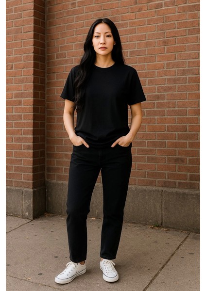Regular Kalıp Kadın - Erkek Unisex Basic Tişört Siyah fiyatları