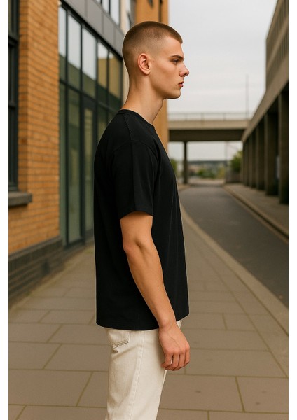 Regular Kalıp Kadın - Erkek Unisex Basic Tişört Siyah modelleri