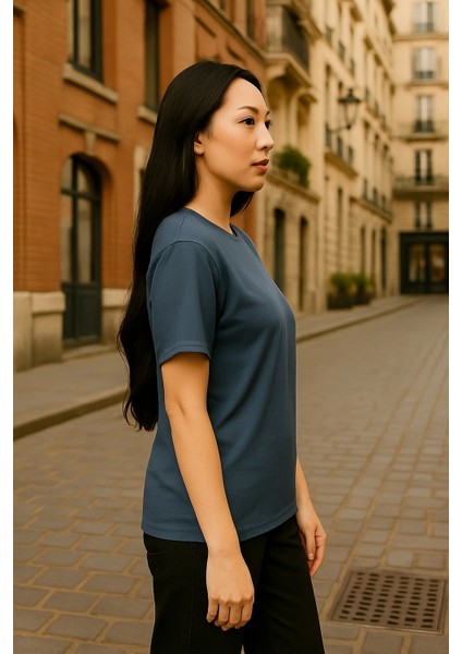 Regular Kalıp Kadın - Erkek Unisex Basic Tişört Gri fırsatları