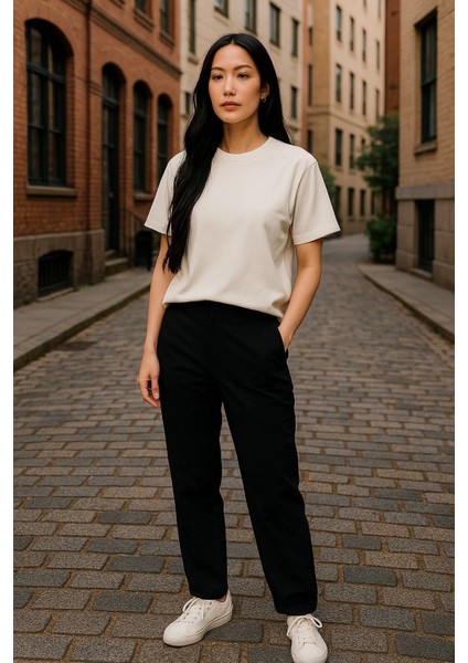 Regular Kalıp Kadın - Erkek Unisex Basic Tişört Ekru fiyatları