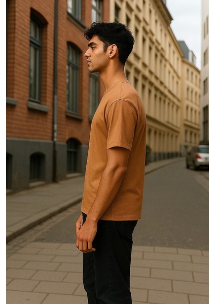 Regular Kalıp Kadın - Erkek Unisex Basic Tişört Ten Rengi modelleri