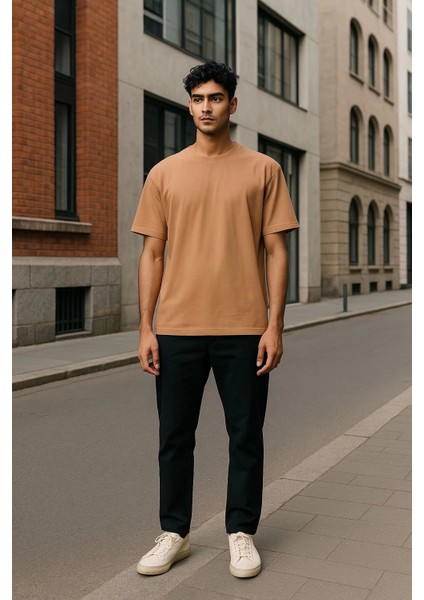 Regular Kalıp Kadın - Erkek Unisex Basic Tişört Ten Rengi fırsatları