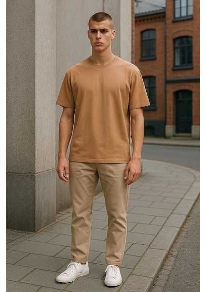 Regular Kalıp Kadın - Erkek Unisex Basic Tişört Ten Rengi indirimleri