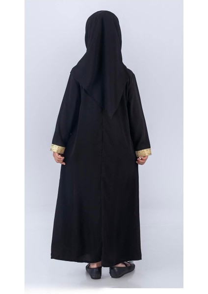 Kız Çocuk Medine Ipeği Namaz Elbisesi – Altın Şeritli ve Eşarp Dahil Takım modelleri