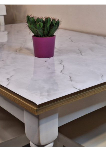 Kalın Pvc Masa Koruyucu – 1.2 mm Mika Örtü, 80 cm En, Mermer Desen fiyatları