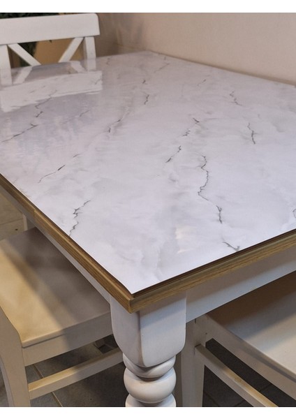 Kalın Pvc Masa Koruyucu – 1.2 mm Mika Örtü, 80 cm En, Mermer Desen fırsatları