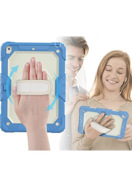 Ipad 10.2 (7.nesil) Kılıf Strap New Tablet Kapak - Mavi Inslm