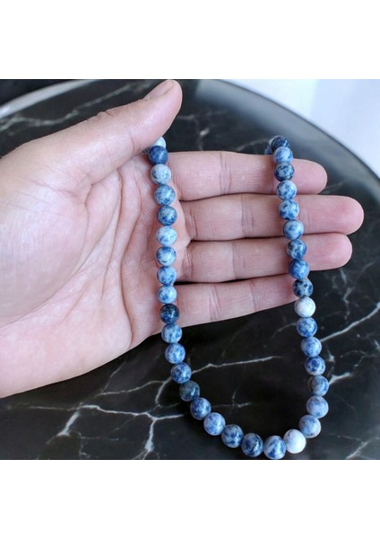 Sodalit Doğal Taş Kolye - 8 mm Sade Kolye - Doğal Taş Kolye - Bohem Kolye 8 mm - Doğal Taş Kolye fiyatları
