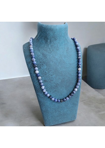 Sodalit Doğal Taş Kolye - 8 mm Sade Kolye - Doğal Taş Kolye - Bohem Kolye 8 mm - Doğal Taş Kolye indirimleri