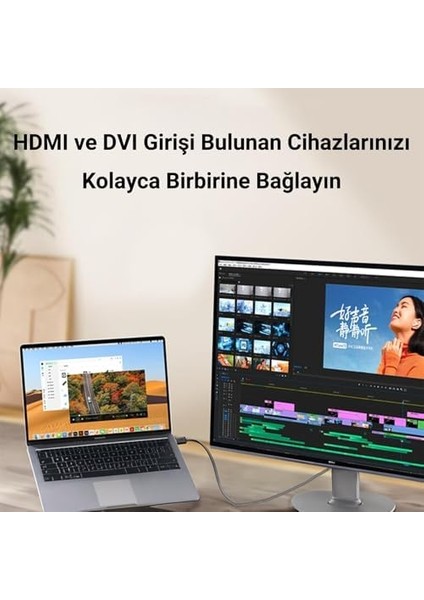 DVI 24+1 To HDMI 2k Dönüştürücü Monitör Kablosu 2 Metre