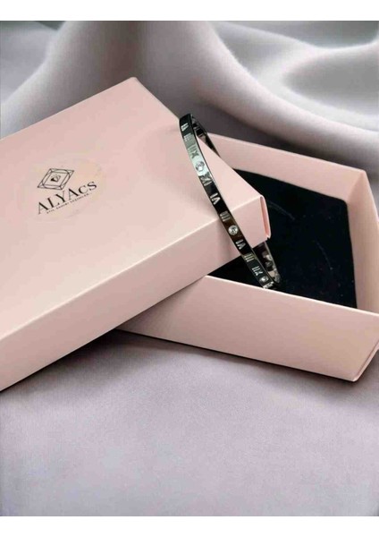 Unisex Roma Rakamlı Çelik Kelepçe