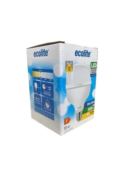 Ecolite 38W (200W) Jumbo LED Ampul 3000K Sarı Işık E27 Duylu 3800 Lümen