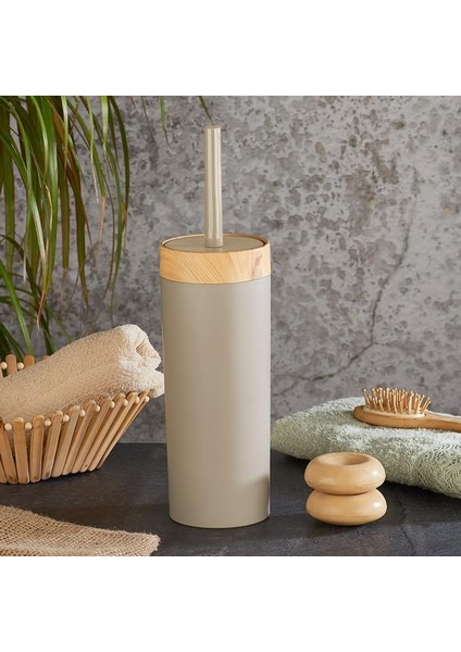 Bambu Görünümlü Ahşap Desen Tuvalet Fırçası Seti (Banyo - Mutfak - Tuvalet - Balkon) (Krem, Fırça)