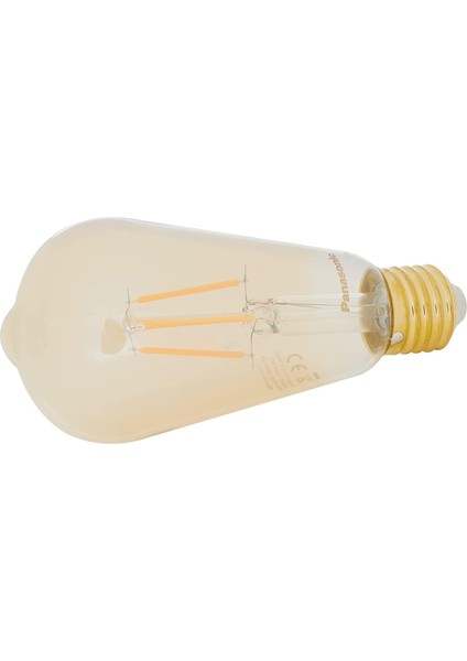 E27 LED Filament Lamba, Sıcak Sarı Işık (2000K), 4W, 360 Lümen, ST64