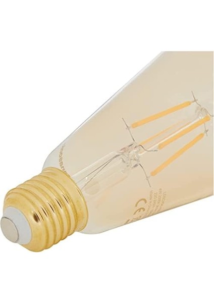 E27 LED Filament Lamba, Sıcak Sarı Işık (2000K), 4W, 360 Lümen, ST64
