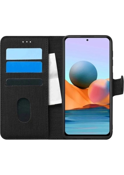 Xiaomi Redmi 12C Uyumlu Kart ve Para Bölmeli Standlı Cüzdanlı Kılıf - Siyah