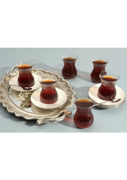 Peride Platin 6 Kişilik Çay Takımı