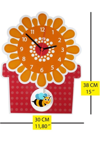 Ahşap Sarkaçlı Arı Figürlü Çocuk Odası Duvar Saati, Pembe Renkli, Şık ve Eğlenceli Tasarım fiyatları
