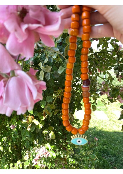 Turuncu Bodrum Yeşil Göz Nazarlı Boncuk Kolye fırsatları