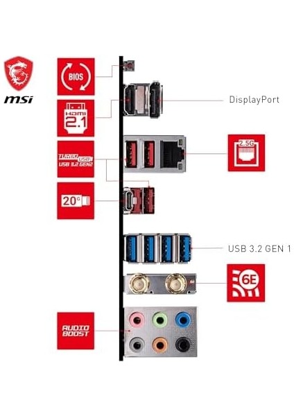 MB B650 Gamıng Plus Wıfı Am5 Ddr5 6000MHZ(OC) HDMI Dp 2xm.2 Usb3.2 2.5g Lan Wıfı 6e Atx Anakart