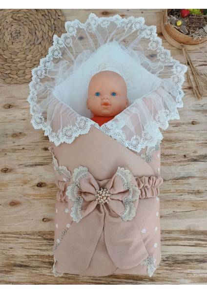 Yenidoğan Pamuk Papatya Desenli Trilüks Unisex Kundak Bebek Battaniyesi Kahverengi fiyatları