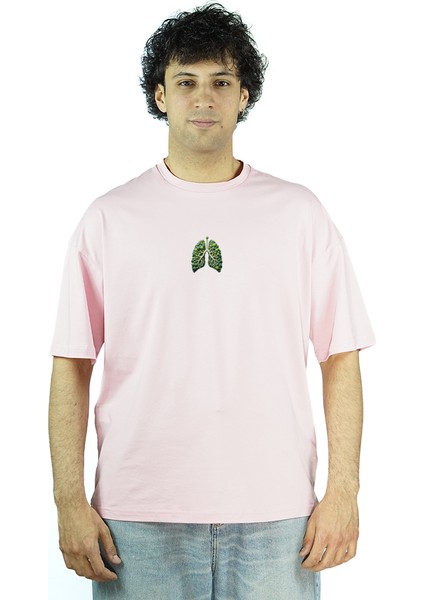 Sylvanea | Pembe Renk | Baskılı Erkek T-shirt | Oversize fiyatları