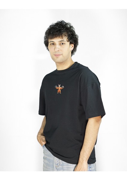 CarrotCore | Siyah Renk | Baskılı Erkek T-shirt | Oversize fırsatları