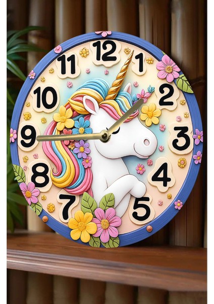 Sessiz Yuvarlak Ahşap Duvar Saati, 3D ve 2d Tasarım, Çocuk Odası Dekoru