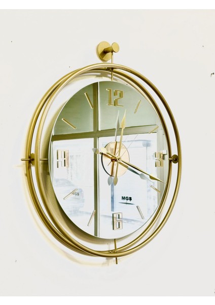 Altın Rengi Aynalı Duvar Saati, Şık ve Modern Tasarım, 48 Cm. modelleri