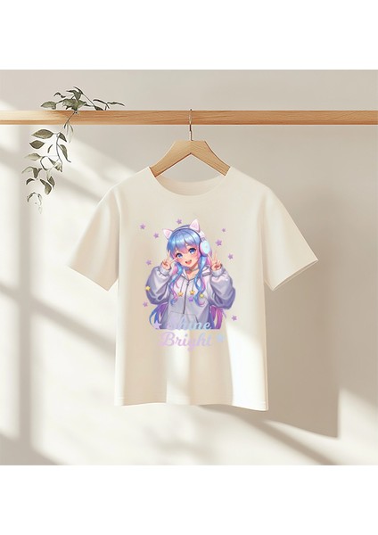 Kız Çocuk Tişört – Shine Bright Anime Karakterli – Pamuklu Yazlık Tişört – Japon Tarzı – Sevimli Tasarım – Çocuk Kıyafet
