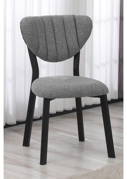 Elma Modeli Kare Mutfak Masa Sandalye Takımı 2 Sandalye 1 Siyah Mermer Desen Masa 70X70 Keten Kumaş