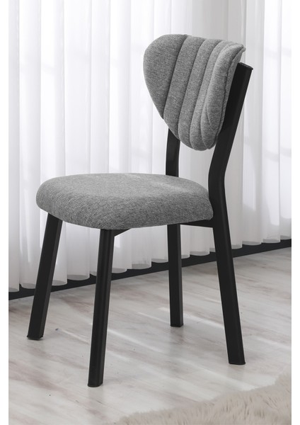 Elma Modeli Kare Mutfak Masa Sandalye Takımı 2 Sandalye 1 Siyah Mermer Desen Masa 70X70 Keten Kumaş