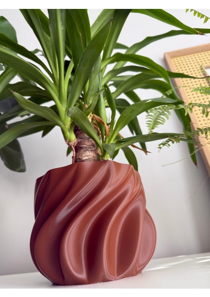 Modern & Sade Yaşam Alanları Için 15 cm Kahverengi Saksı - Estetik Dokunuş (Bitki Dahil Değil)