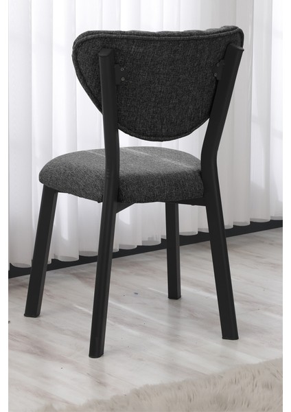 Elma Modeli Kare Mutfak Masa Sandalye Takımı 2 Sandalye 1 Siyah Mermer Desen Masa 70X70 Keten Kumaş fırsatları