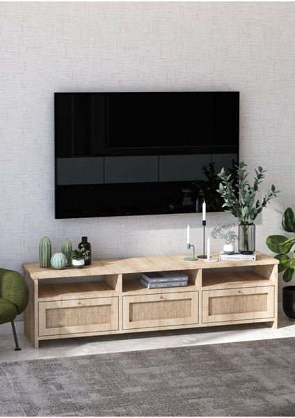 İskandinav Tv Sehpası ,tv Ünitesi , Konsol Jüt Kumaşlı Mdf (ÖZEL TASARIM)
