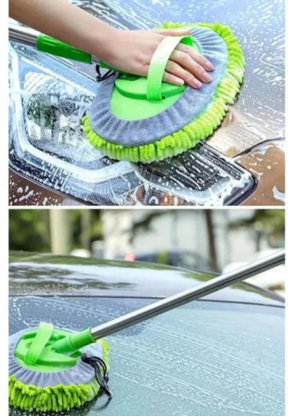 Yedek Mikrofiber Bezli Fosfor Yeşili Eldiven Gibi Kullanılabilen 180 Derece Dönebilen Esnek BaşlıklıTeleskopik Saplı Çizik ve İz Bırakmayan Araba Yıkama Fırçası fiyatları